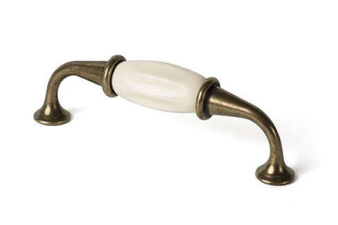 TIRADOR BRONCE ENVEJECIDO-PORCELANA BEIGE 3946BBE 96MM
