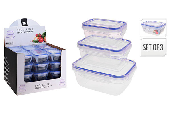 SET. 3 FIAMBRERAS RECTANGULARES PLASTICO 022000010