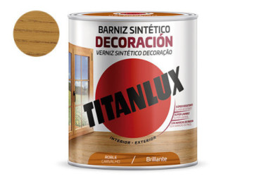 BARNIZ SINTETICO DECORACION BRILLANTE TITANLUX 0,75L ROBLE
