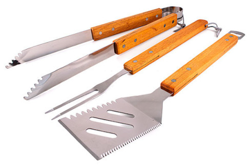 801435 SET 3 UTENSILIOS BARBACOA INOX M/MADERA GDLC  801435