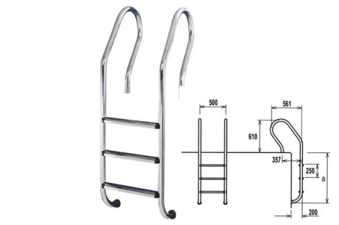 ESCALERA PISCINA ACERO MX A-304 E.N. 3 PELDAÑOS