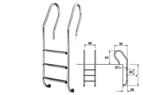 ESCALERA PISCINA ACERO MX A-304 E.N. 4 PELDAÑOS
