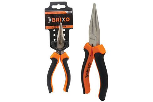 169140 ALICATE BOCA REDONDA RECTA 150MM BRIXO M/NARANJA