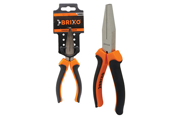 169130 ALICATE BOCA PLANA RECTA 150MM BRIXO M/NARANJA
