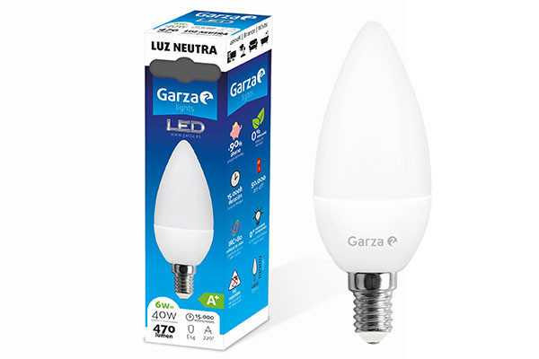 BOMBILLA LED GARZA VELA E14 4000K 6W