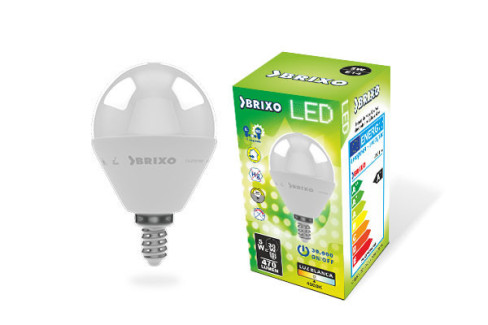 BOMBILLA LED ESFERICA BRIXO E-14 4000K 5W 470L  801445