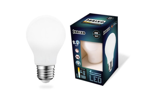 BOMBILLA LED FILAMENTOS STANDAR E27 BRIXO 4 FILAMENTOS  8W 6500K 1050L  801449 / 801207