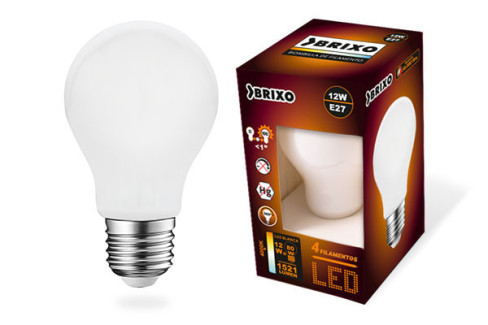 BOMBILLA LED FILAMENTOS STANDAR E27 BRIXO 4 FILAMENTOS  12W 4000K 1521L