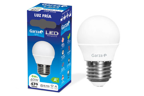 BOMBILLA LED GARZA ESFERICA E27 6500K 6W