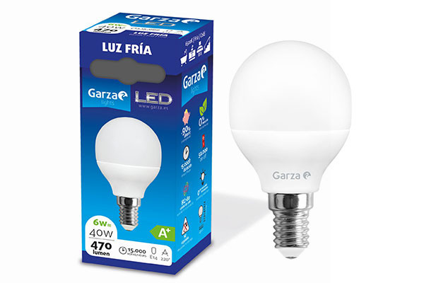 BOMBILLA LED GARZA ESFERICA E14 6500K 6W