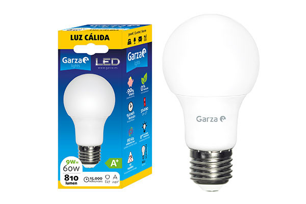 BOMBILLA LED GARZA ESTANDAR E27 3000K 9W
