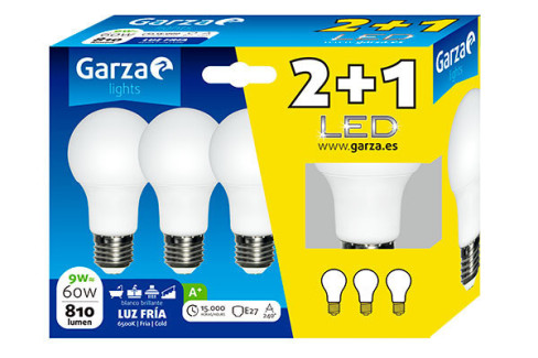 BOMBILLA LED GARZA (PACK 2 1) STD 9W 6500K 461160