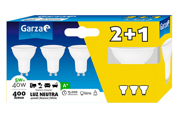 BOMBILLA LED GARZA (PACK 2 1) GU10 5W 4000K 461164