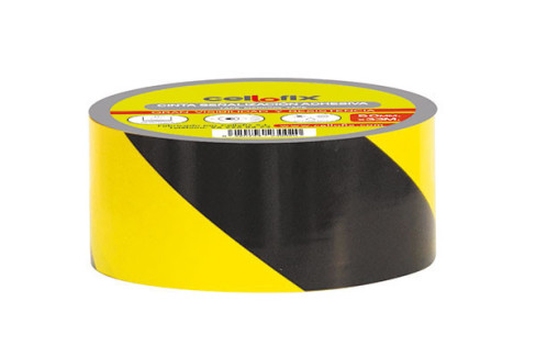 CINTA SEÑAL ADHESIVA NEGRA/AMARILLA 33M X 50MM