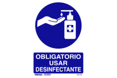 CARTEL OBLIGATORIO USO DESINFECTANTE PVC 21X30 COVID