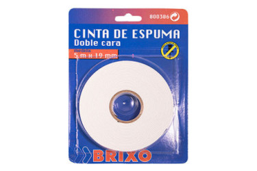 CINTA ADHESIVA ESPUMA DOBLE CARA BRIXO 5 M X 19 MM  800386