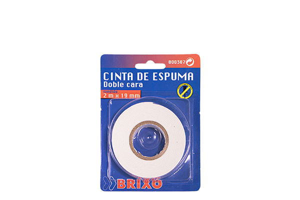 CINTA ADHESIVA ESPUMA DOBLE CARA BRIXO 2 M X 19 MM  800387