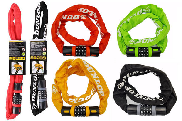 CANDADO CADENA FORRADA BICI COMBINACION DUNLOP 07559