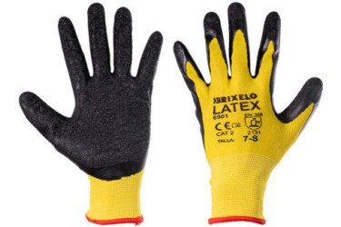 GUANTE PALMA LATEX RUGOSO AMARILLO-NEGRO X-TREM T-7  800798