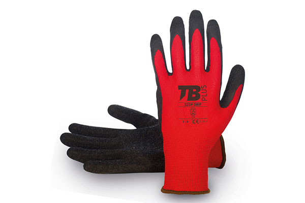 GUANTE POLIESTER LATEX RUGOSO ROJO-NEGRO TALLA 10