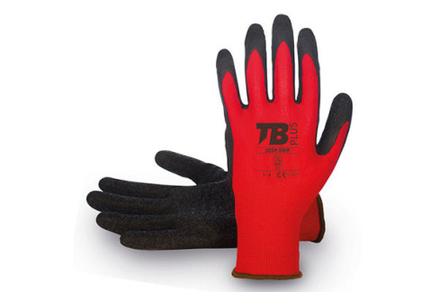 GUANTE POLIESTER LATEX RUGOSO ROJO-NEGRO TALLA 10