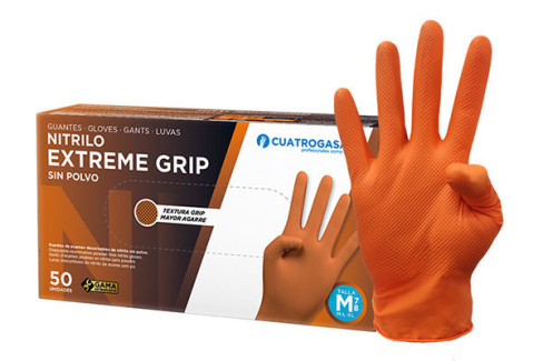 GUANTE NITRILO EXTREME GRIP NARANJA (C/50 UDS) 8.4GRS. TALLA 7-8 M