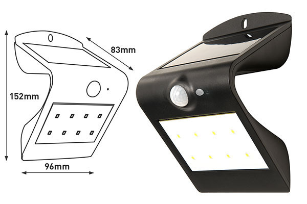 APLIQUE PARED SOLAR GUARDIAN PIR IP65 1.5W 220LM 4000K NEGRO