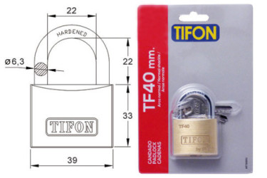 CANDADO LATON TIFON BLISTER AN 40 MM