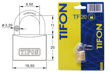 CANDADO LATON TIFON BLISTER AN 20 MM