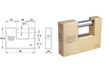 CANDADO RECTANGULAR LATON IFAM U (BLISTER) 70  114144