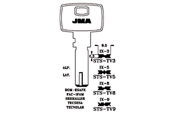 LLAVE DE ALPACA (SEGURIDAD) STS-TV5  121436