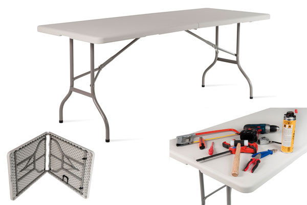 SERIE PICNIC: MESA PLEGABLE PLASTICO XXL 243X76 GDL  800022